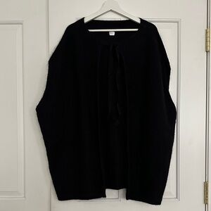 Marina Rinaldi Soul Black Knit Cardigan | Oversized Tie Front Cape Sweater